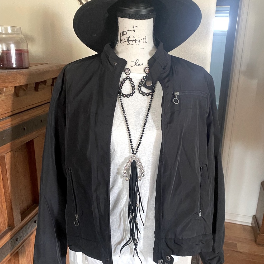Black nylon lightweight jacket